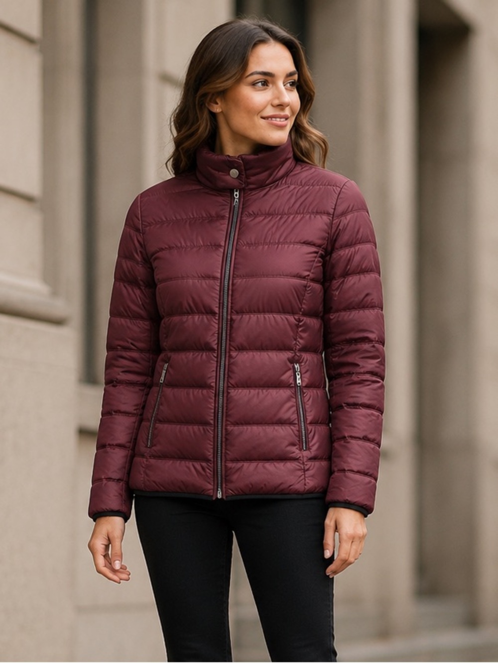 RW&CO Burgundy Lightweight Down Puffer Jacket Women’s Small